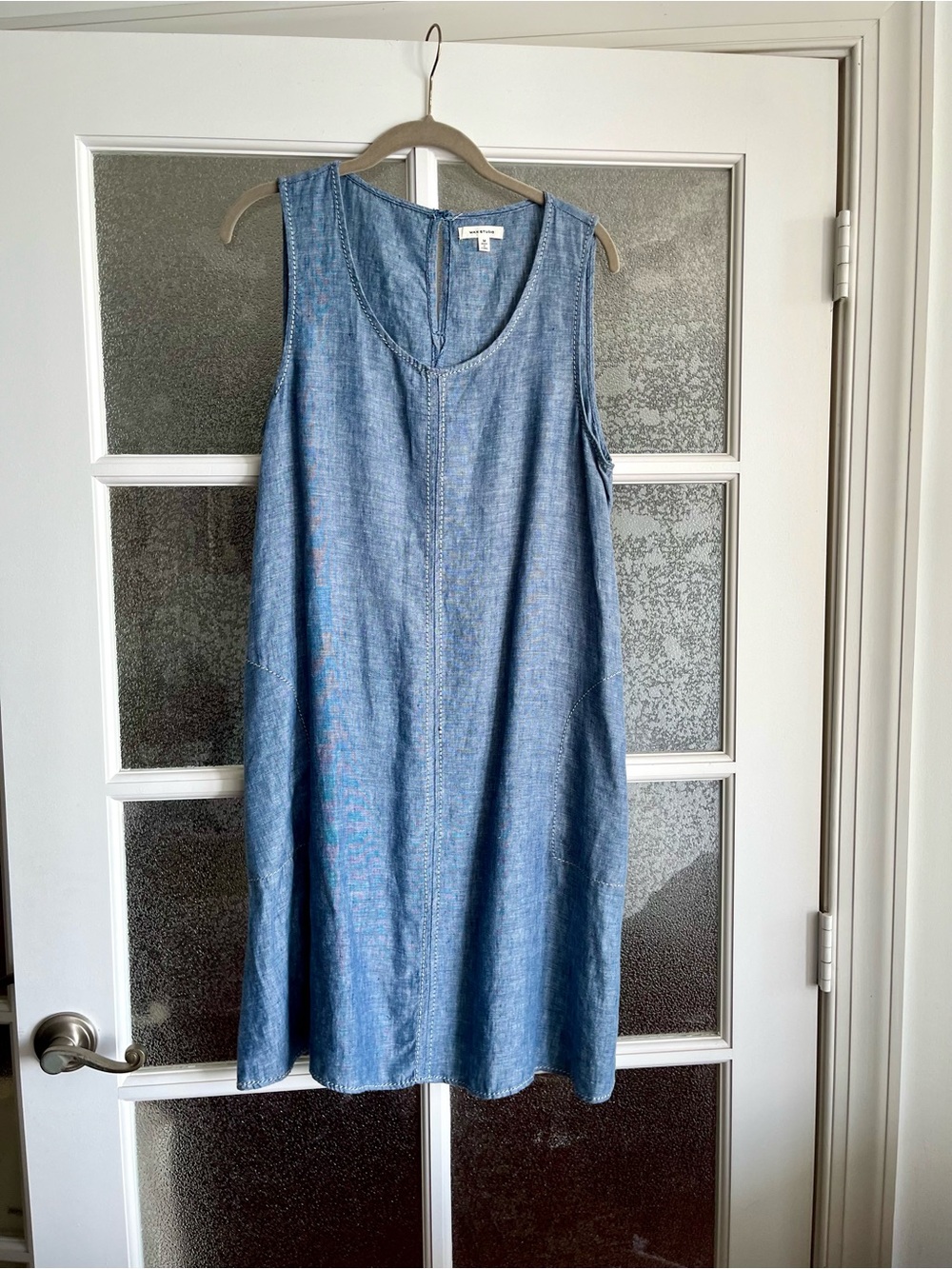 Max Studio Linen Sleeveless Chambray Shift Dress